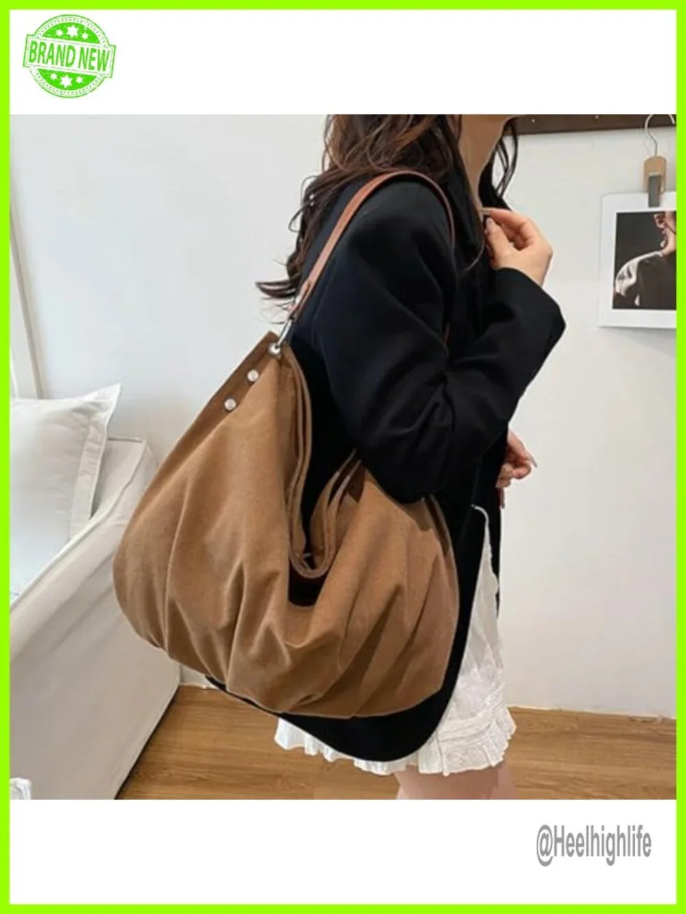 Large Canvas Hobo Bag Women Slouchy Crescent Crossbody Shoulder Purse Tote